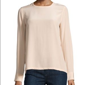 Equipment Beige and Black Long Sleeve Silk Top Size Large
